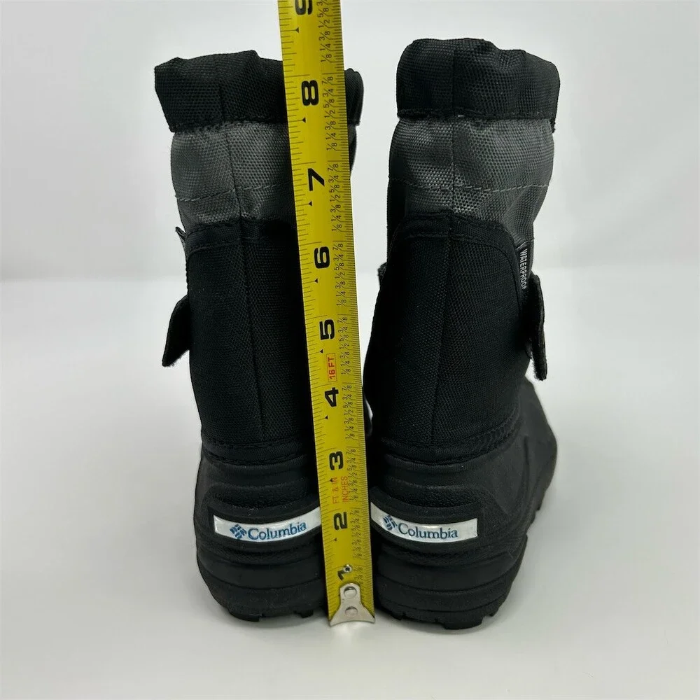 Columbia Powderbug Plus II Kids Winter Snow Boots Black Gray Waterproof Size 7